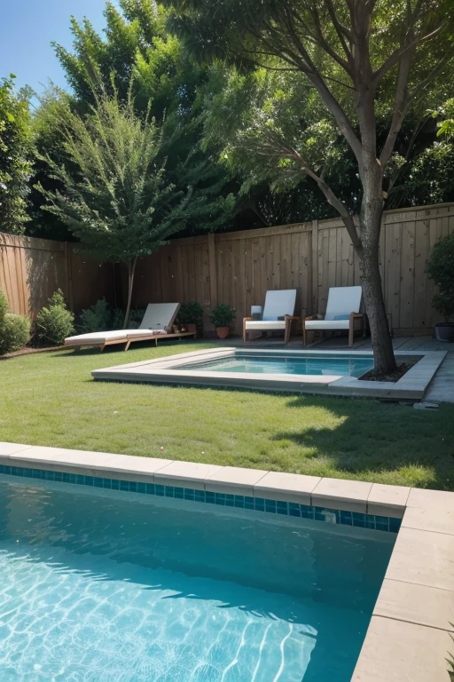 What is the best arrangement for a 10 x 10 yard to have a pool?, gourmet area, bathroom and a medium-sized tree