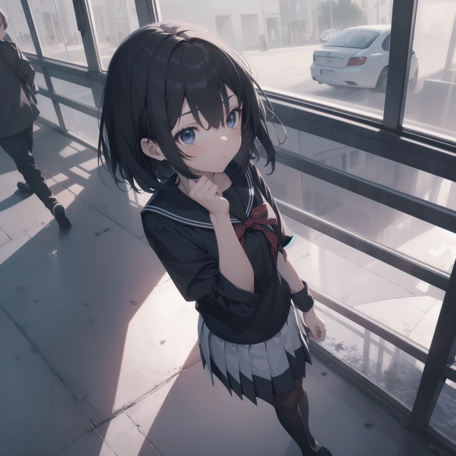 ultra-absurdres-Top quality by artist God, ultra-detailed, high resolution, anime moe artstyle, best anime 8k konachan wallpaper, pixiv contest winner, pool:2810, perfect ???????,break, 1girl, (Please draw a girl walking sleepily to school alone. )break,(Solo,little female, 13-year-old:1.3),Full limbs, complete fingers,a junior high school student, (very short hair), short cut, flat chest, , small butt, small black eyes, beautiful detailed eyes, well-proportioned iris and pupils, expressive eyes, highres detailed hair, soft expression, salor school_uniform, sailor collar, serahuku, bow, pleated skirt,(Detailed Lighting), (Detailed background), in the School commute route. break,super detailed skin, Best cinematic lighting powered by famous artist, 8k,beauty illustration,photoshop_(medium),very aesthetic,break,((artist:kotorai )), artist:clamp ,artist:carnelian ,artist:kantoku ,
