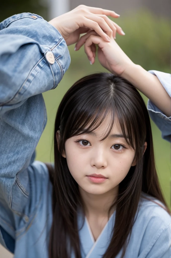 Japanese man forced to put his head under Korean girl&#39;s skirt