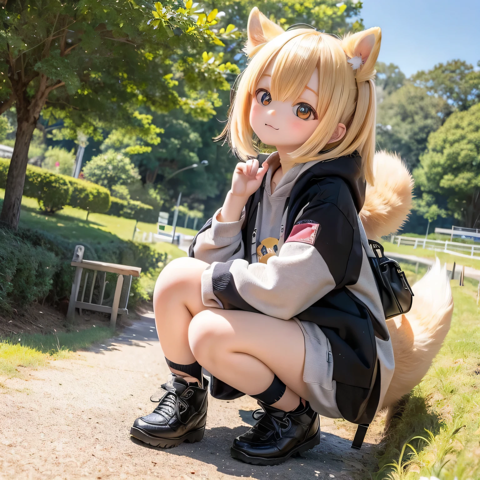 Shiba Inu girl rural scenery