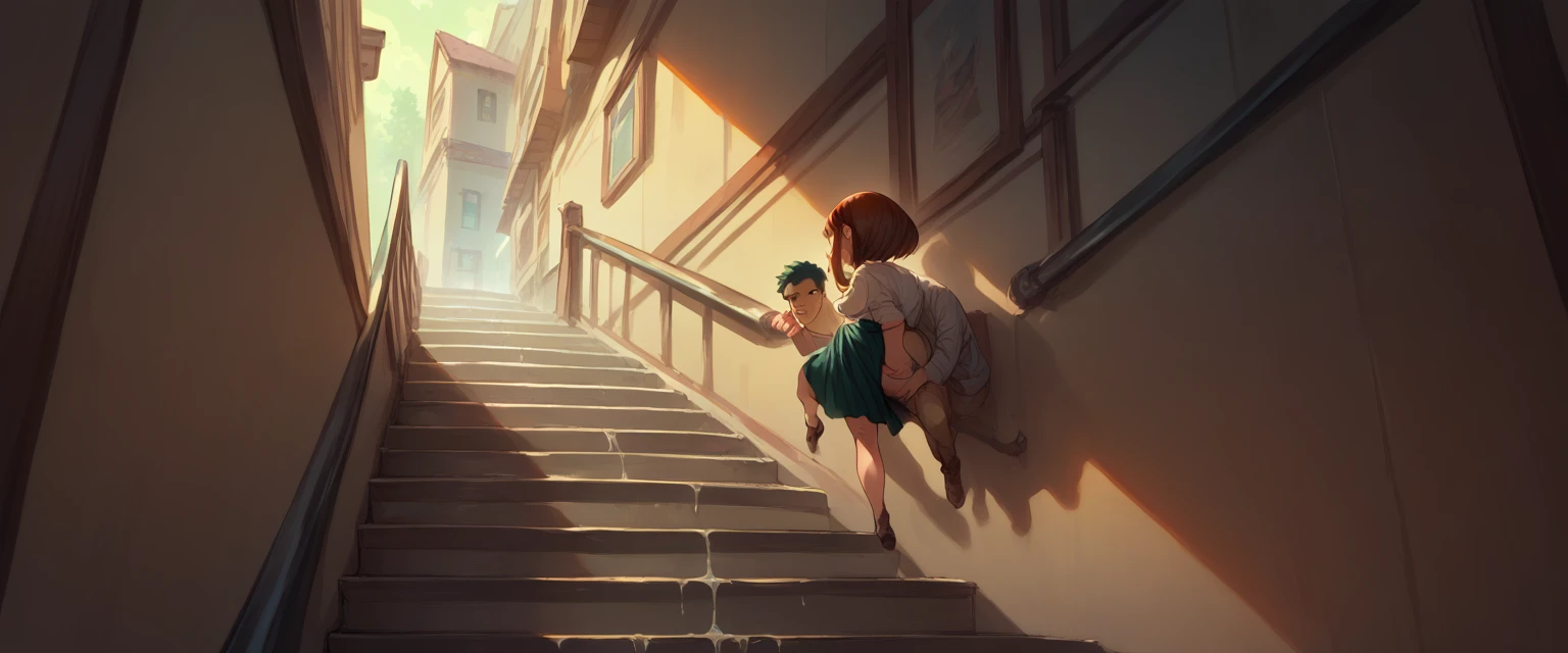 Ochako Uraraka having sex on some stairs 