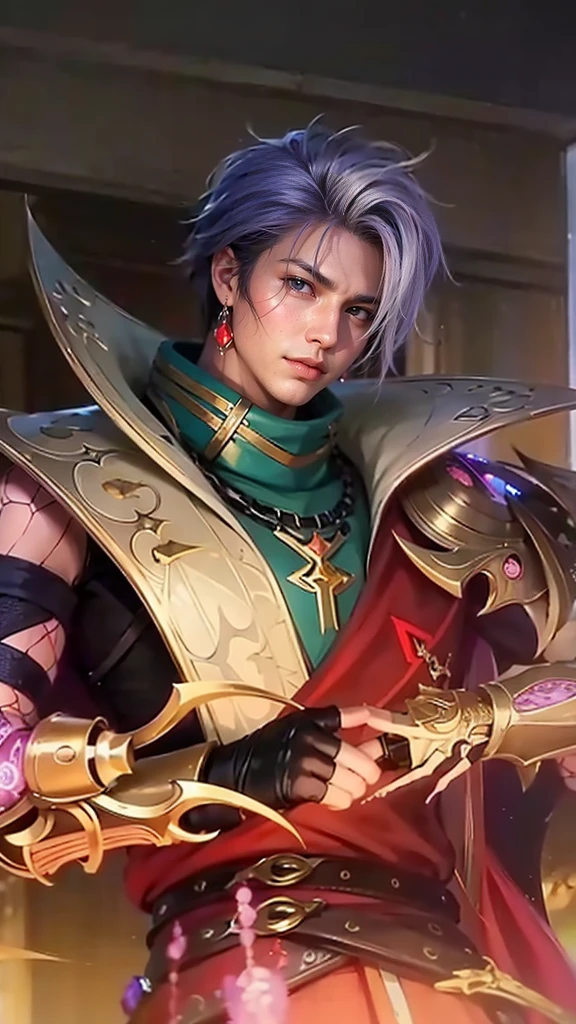 Handsome boy, best quality, photo, 4k,looking at viewer,full body,wear platinum armor,