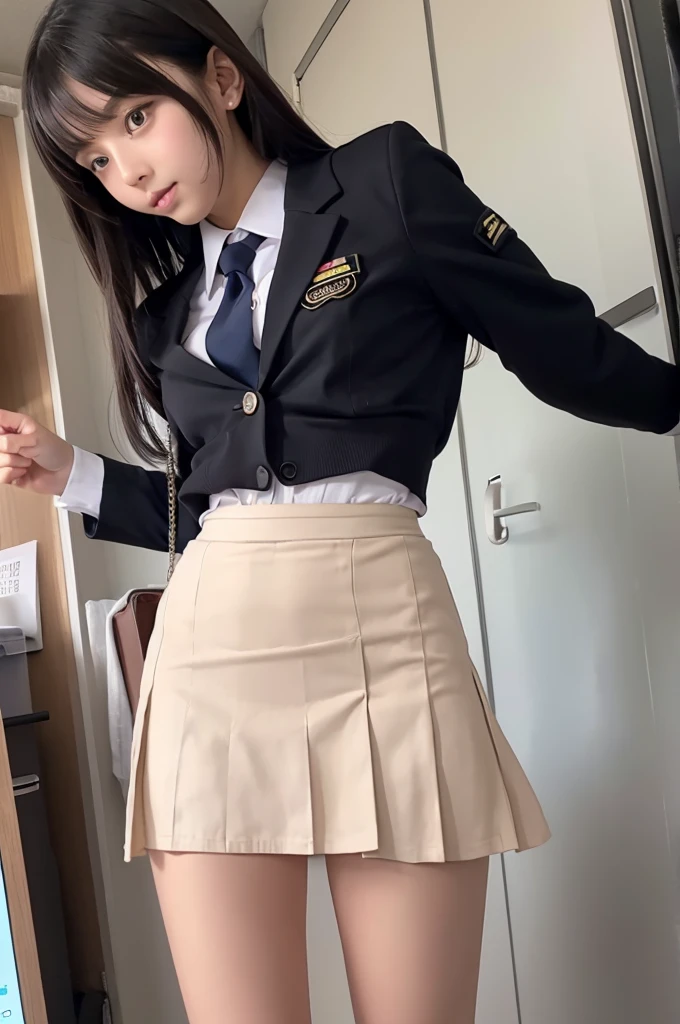 naked、uniform、Skirt flip、Pussy