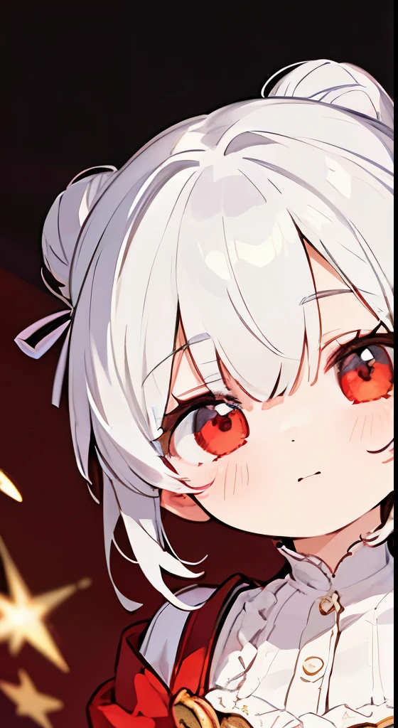 super fine illustration, ((master piece, top-quality, ultra-definition, high resolution)), (beautiful and delicate eyes), masterpiece, 8Khighres, smugness, single hair bun, red eyes, high angle