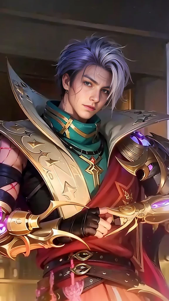 Handsome boy, best quality, photo, 4k,looking at viewer,full body,wear platinum armor,