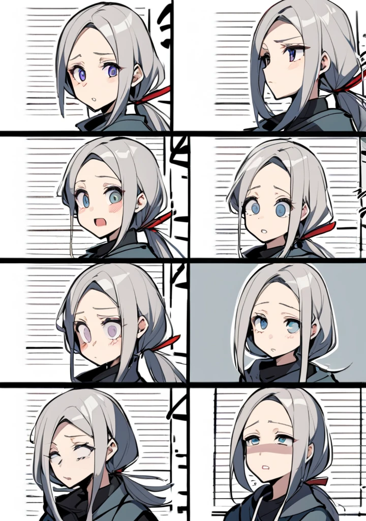 girl, 独奏, Mug shot, Cold expression, Lady, High nose, Swan neck, Slender eyes, big eyes, Larger mouth, Low Ponytail, Wide forehead, Fifteen, youth, Junior high school students, Beautiful