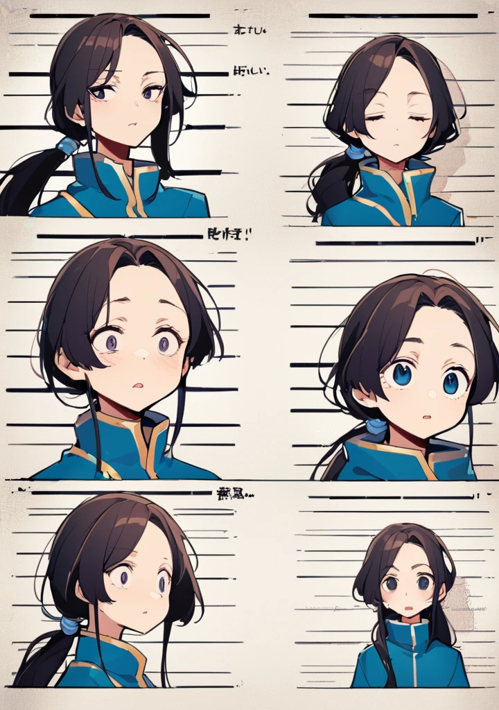 girl, 独奏, Mug shot, Cold expression, Lady, High nose, Swan neck, Slender eyes, big eyes, Larger mouth, Low Ponytail, Wide forehead, Fifteen, youth, Junior high school students, Beautiful