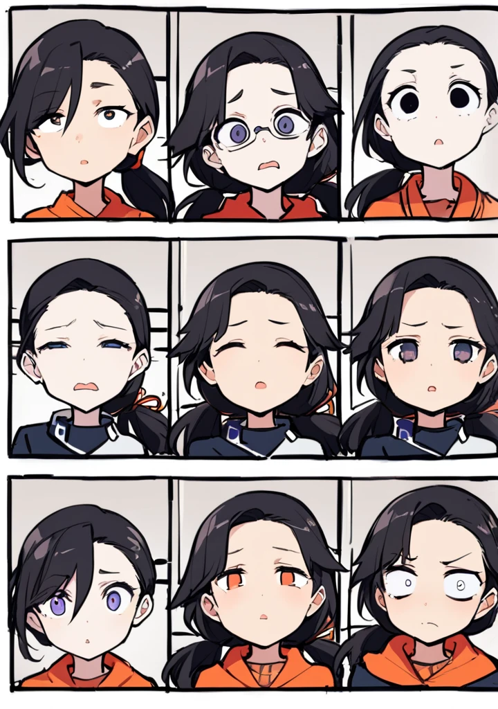 girl, 独奏, Mug shot, Cold expression, Lady, High nose, Swan neck, Slender eyes, big eyes, Larger mouth, Low Ponytail, Wide forehead, Fifteen, youth, Junior high school students, Beautiful