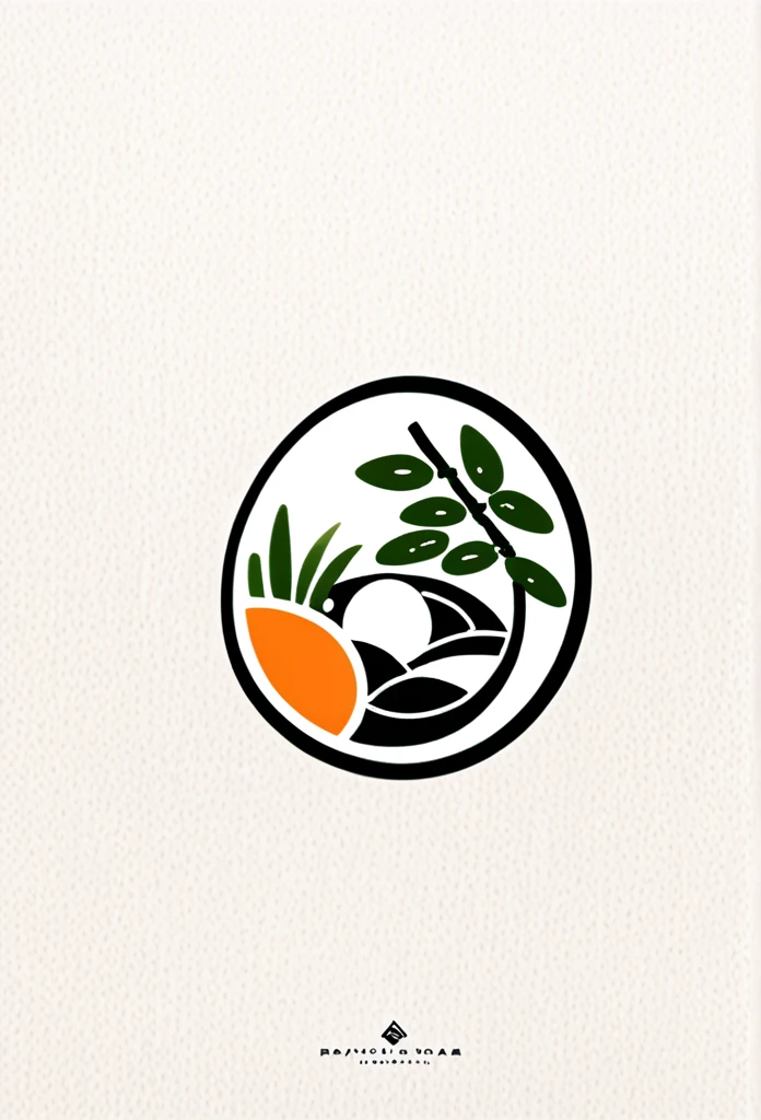 A stylish logo for a Japanese rice ball specialty store. The rice ball is drawn on the logo so that anyone can see that it is a rice ball.、A typical Japanese bamboo grove、Bamboo leaf、etc、Like a beautiful, beautiful road、The slightly watercolor-style rice ball in the logo is a pretty warm design The colors are white and black Quite cool Stylish design Chic and modern design The background is white