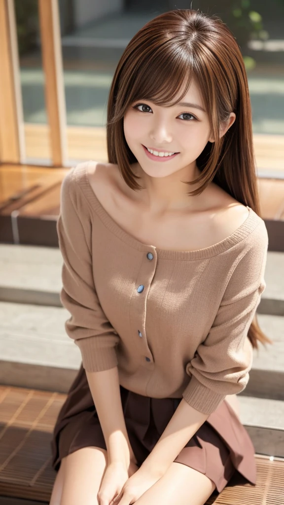 Japanese Idols、Brown Hair、Shoulder-length layers、Sophisticated、smile、An angle that captures up to the knees、Sophisticated夏服