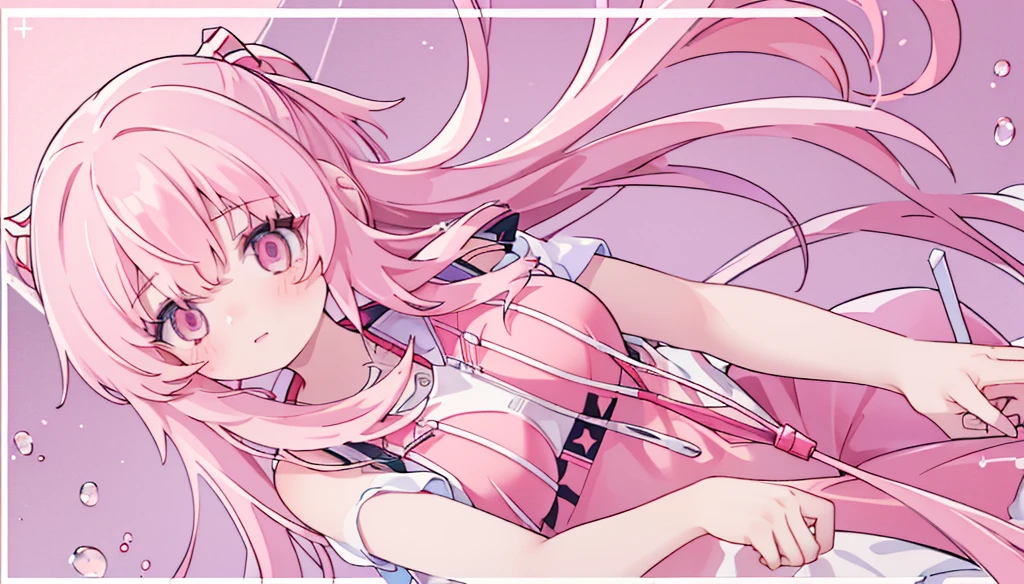 1girl,pink hair, pink eyes with love, detailed eyes, straight hair, straight bangs, shiny hair, basketball player, making a powerful dunk shot, seen from above, dynamic sports photo, high-definition,best quality, high resolution, slim waist, cute, ((Masterpiece, top quality, high resolution)), ((highly detailed CG unified 8K wallpaper)), (PastelColors: 1.3) 