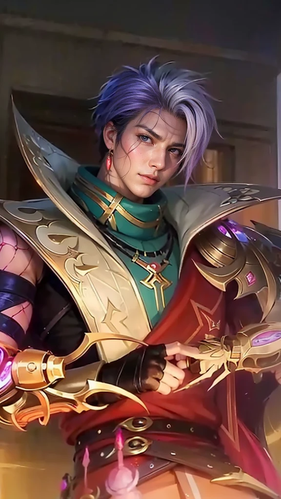 Handsome boy, best quality, photo, 4k,looking at viewer,full body,wear platinum armor,