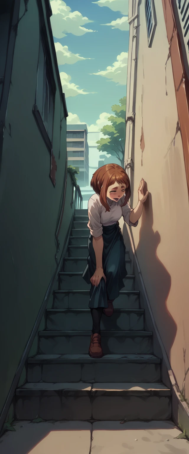 Ochako Uraraka being penetrated on some stairs