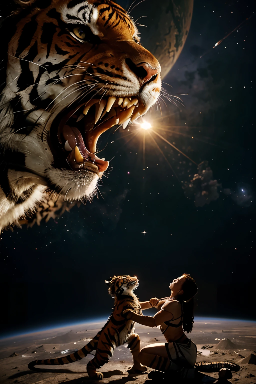 Dragon vs tiger fight in outer space