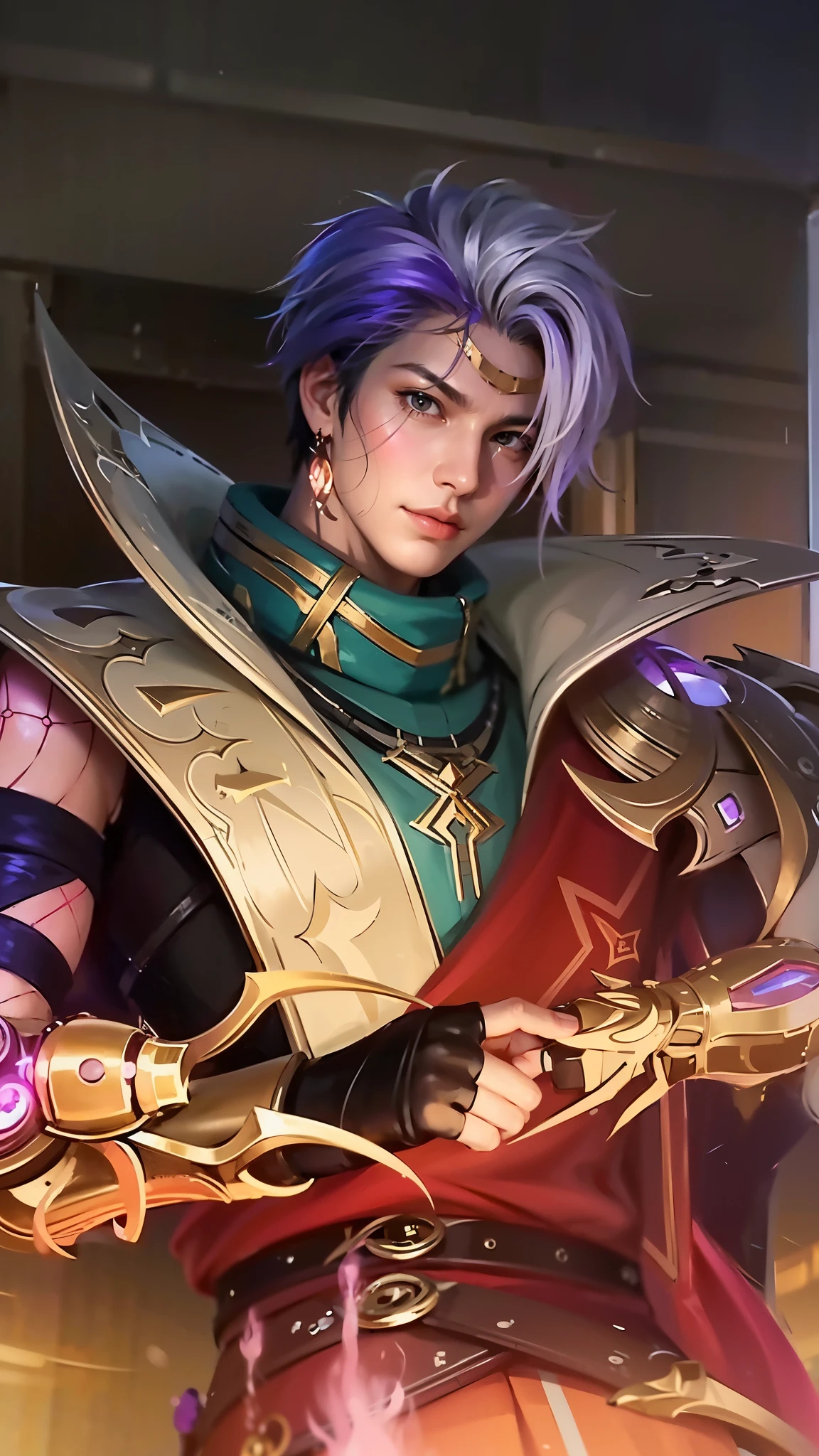 Handsome boy, best quality, photo, 4k,looking at viewer,full body,wear platinum armor,