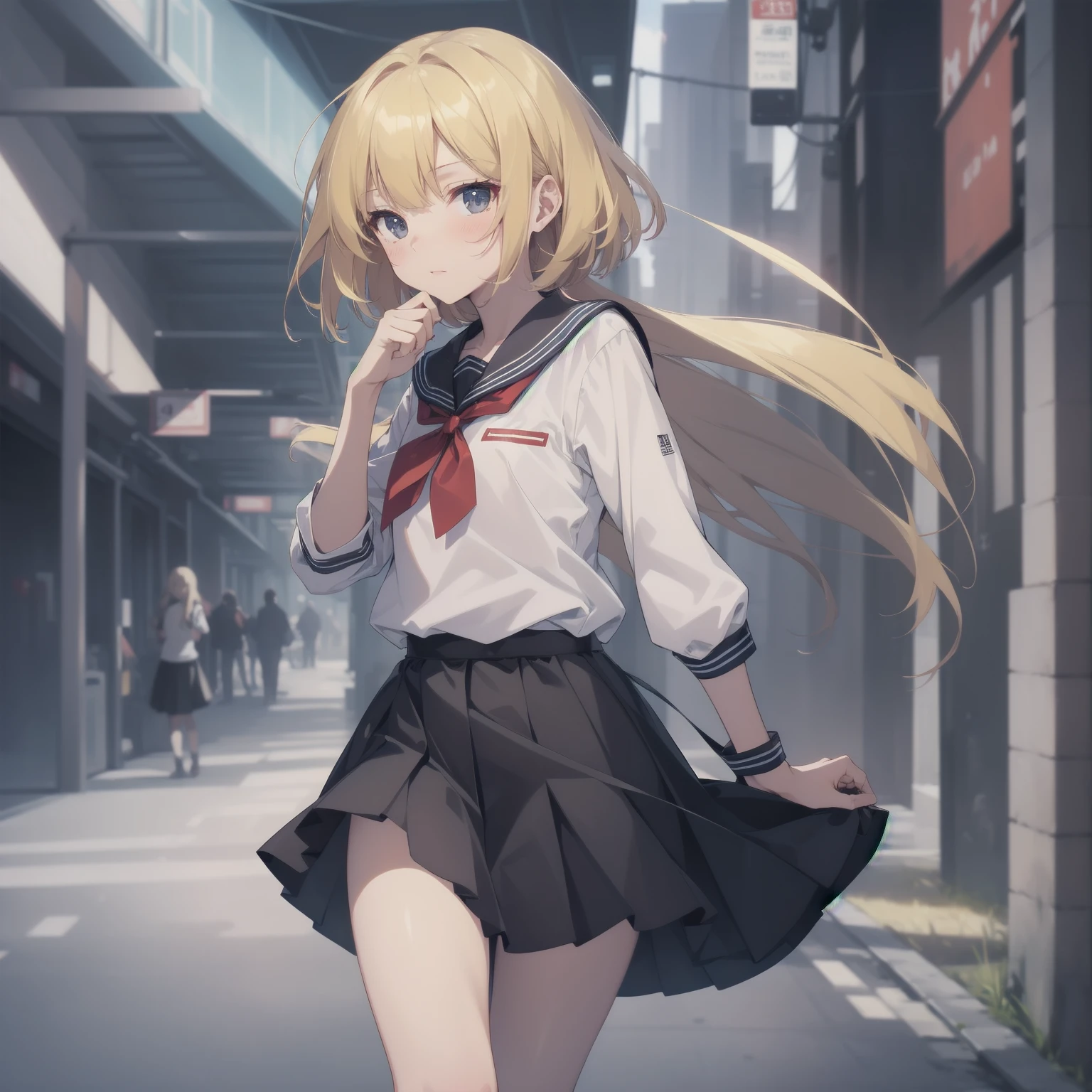 ultra-absurdres-Top quality by artist God, ultra-detailed, high resolution, anime moe artstyle, best anime 8k konachan wallpaper, pixiv contest winner, pool:2810, perfect anatomy,break, 1girl, (Please draw a girl walking sleepily to school alone. )break,(Solo,little female, 13-year-old:1.3),Full limbs, complete fingers,a junior high school student, (very short hair), short cut, flat chest, , small butt, small black eyes, beautiful detailed eyes, well-proportioned iris and pupils, expressive eyes, highres detailed hair, soft expression, salor school_uniform, sailor collar, serahuku, bow, pleated skirt,(Detailed Lighting), (Detailed background), in the School commute route. break,super detailed skin, Best cinematic lighting powered by famous artist, 8k,beauty illustration,photoshop_(medium),very aesthetic,break,((artist:kotorai )), artist:clamp ,artist:carnelian ,artist:kantoku ,
