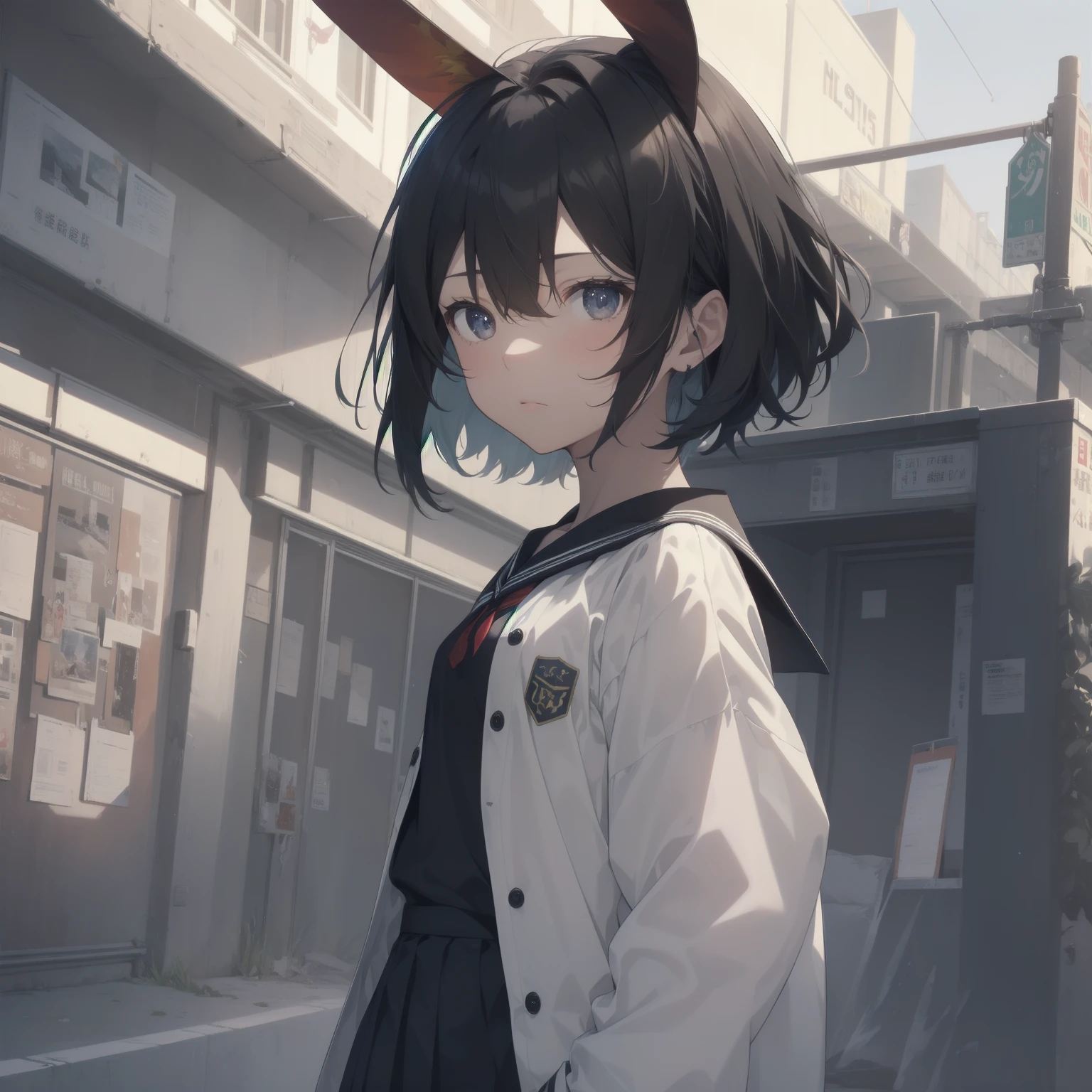 ultra-absurdres-Top quality by artist God, ultra-detailed, high resolution, anime moe artstyle, best anime 8k konachan wallpaper, pixiv contest winner, pool:2810, perfect anatomy,break, 1girl, (Please draw a girl walking sleepily to school alone. )break,(Solo,little female, 13-year-old:1.3),Full limbs, complete fingers,a junior high school student, (very short hair), short cut, flat chest, , small butt, small black eyes, beautiful detailed eyes, well-proportioned iris and pupils, expressive eyes, highres detailed hair, soft expression, salor school_uniform, sailor collar, serahuku, bow, pleated skirt,(Detailed Lighting), (Detailed background), in the School commute route. break,super detailed skin, Best cinematic lighting powered by famous artist, 8k,beauty illustration,photoshop_(medium),very aesthetic,break,((artist:kotorai )), artist:clamp ,artist:carnelian ,artist:kantoku ,
