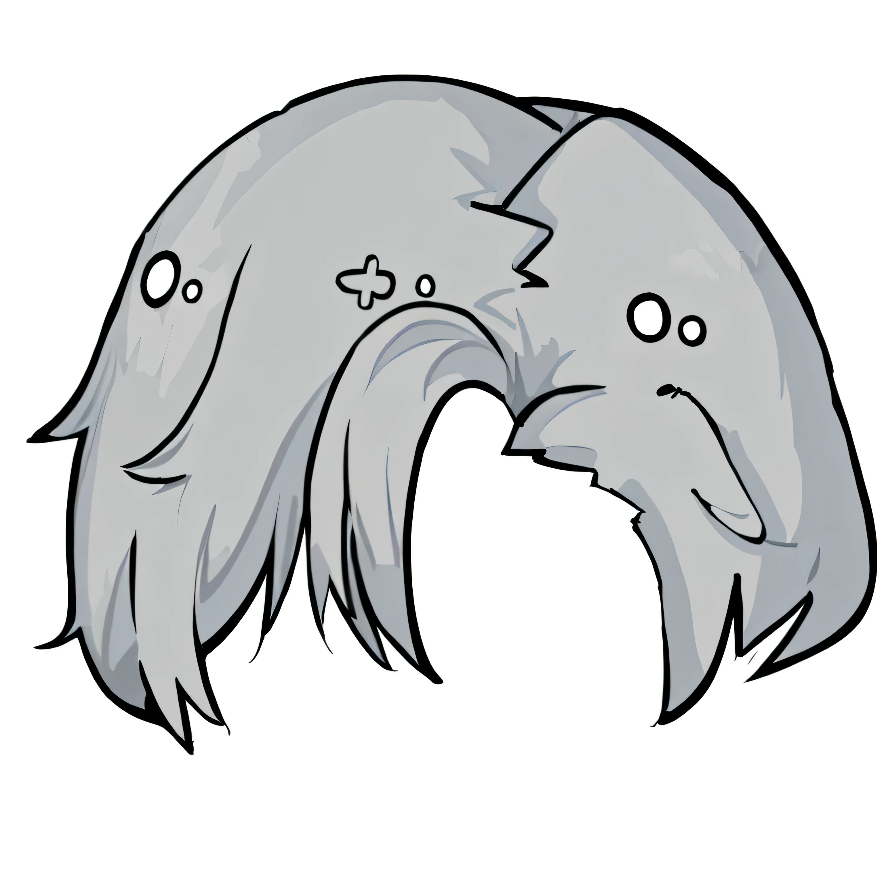 cartoon elephant with a sad face, cartoonish vector style, on a gray background, mech shaped like a manatee, cyborg whale, thick vector line art, momoshiki ōtsutsuki, grey hairs, gray haired, in style of digital illustration, some grey hair, ( dog ) looks like elephant, old gray hair, silver haired, white hairs,,Rich in details,Masterpiece,Clean shaping,Anime style,hair