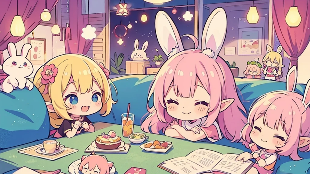 Bunny ears、Chibi Elf、Chill out、Pink and pop room、 smile
