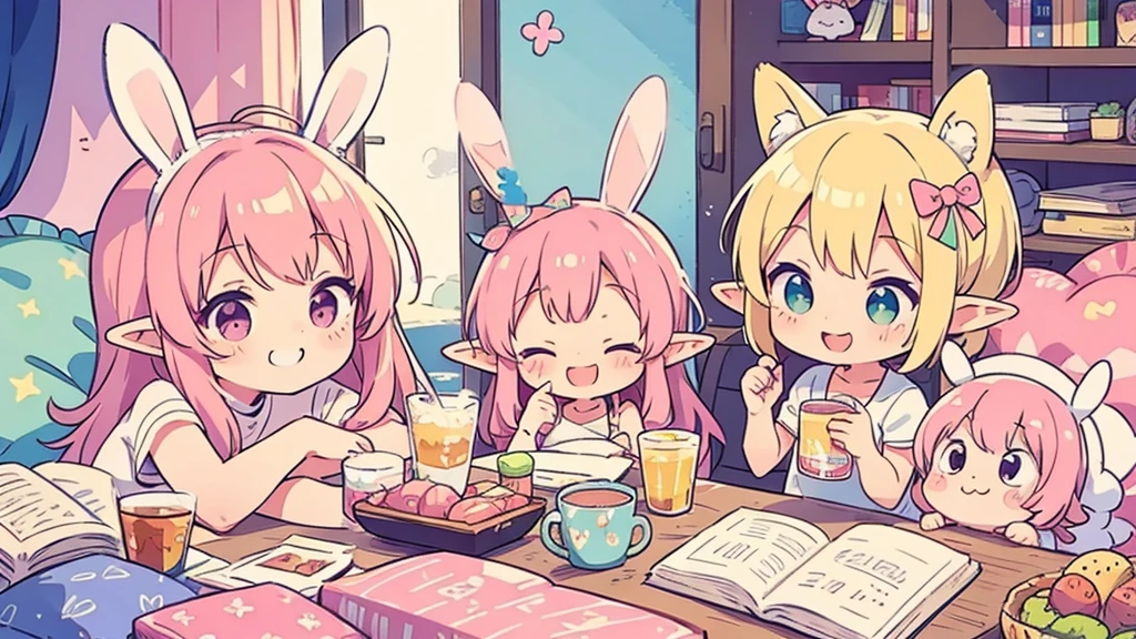 Bunny ears、Chibi Elf、Chill out、Pink and pop room、 smile