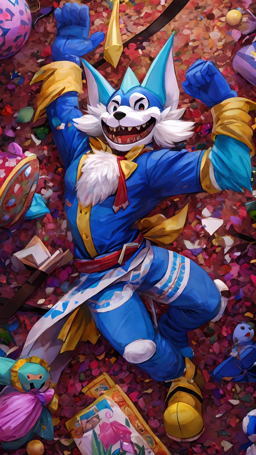 Broken jester puppet falling