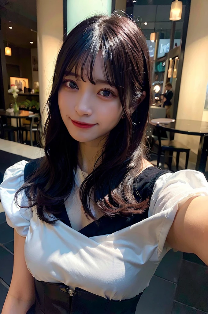 (top-quality、8k、32K、masuter piece、nffsw:1.2)、、profile、(slim figure:1.2)、(s lips) 、17 age、Pink blouse、Colossal tits、double eyelid、shinny skin、Realistic rayare、beauitful face、(A smile:1.3)、crouching down、(From above:1.2)、(a closeup:1.4)、blurry backround、(Front Focus)、(dark: 1.6)、Fantasy Art、photoRealstic、Professional Lighting、extra detailed face、Award-winning、deep-shadows、