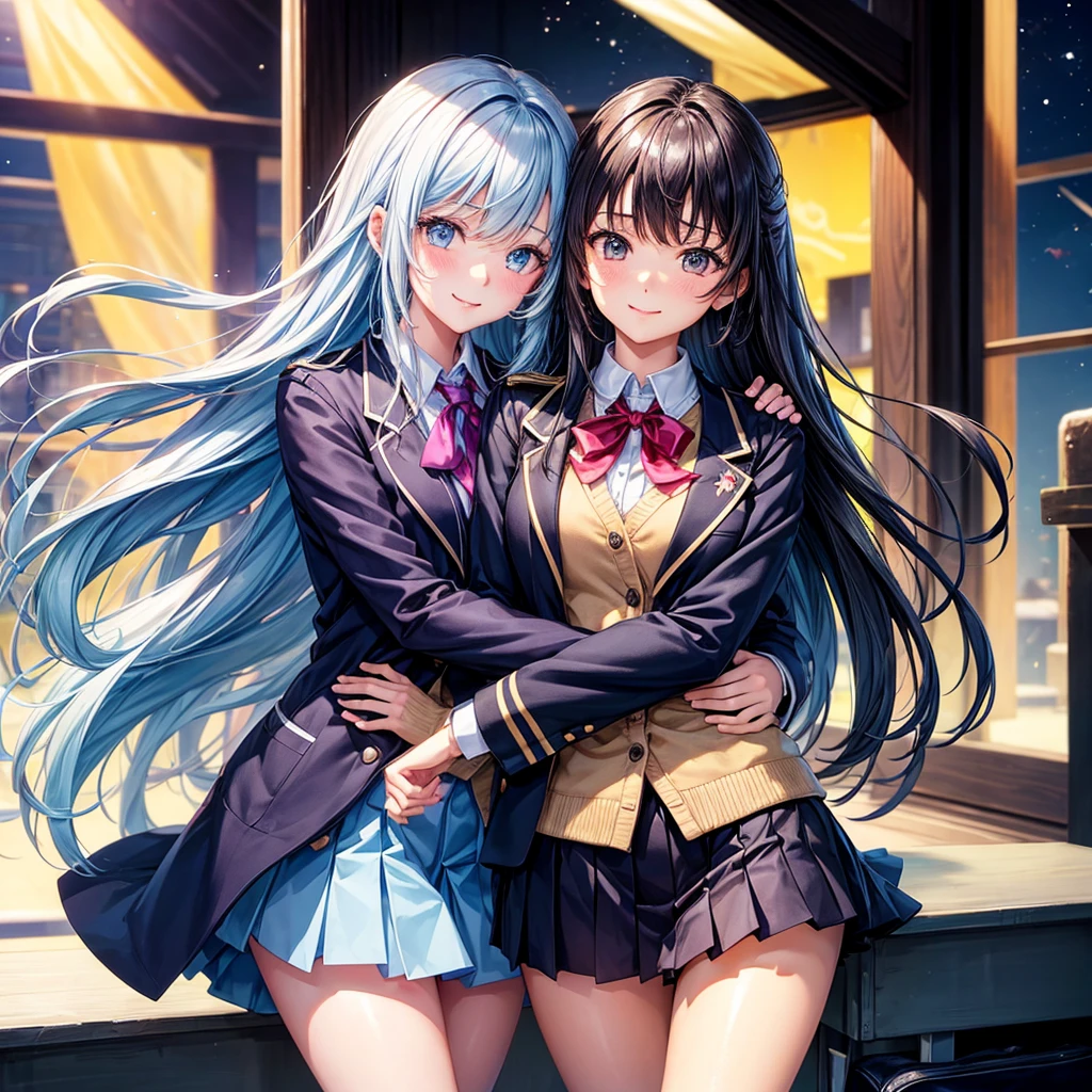 best quality,,smile,blazer,swimsuit,nepal,School,classroom,High-dimensional beautiful girl,Multidimensional beautiful girl,Several girls are depicted,They are hugging each other,Colorful,Different world,Collective of girls,JK,A girl taking off her uniform,Sexy and cute,New generation,Uniform of the Future,Ribbon on uniform,Evolution of fashion,middle School girlultiple girls are depicted,harem,idol group,starry sky background,photo shoot,long hair,wearing a cardigan,beautiful girlの国,girl's paradise,highest quality,big breasts,leather jacket,happy girl,horny girl,Blue eyes,perfect face,standing position,She has her bangs down,fur jacket,Beautiful eyes,smooth hair,perfect eyes,beautiful girl,Angel Girl,multicolored hair colors,naughty girl,beautiful,High-dimensional beautiful girl,Multidimensional beautiful girl,hoodie,leather jacket,gathering,Group、,