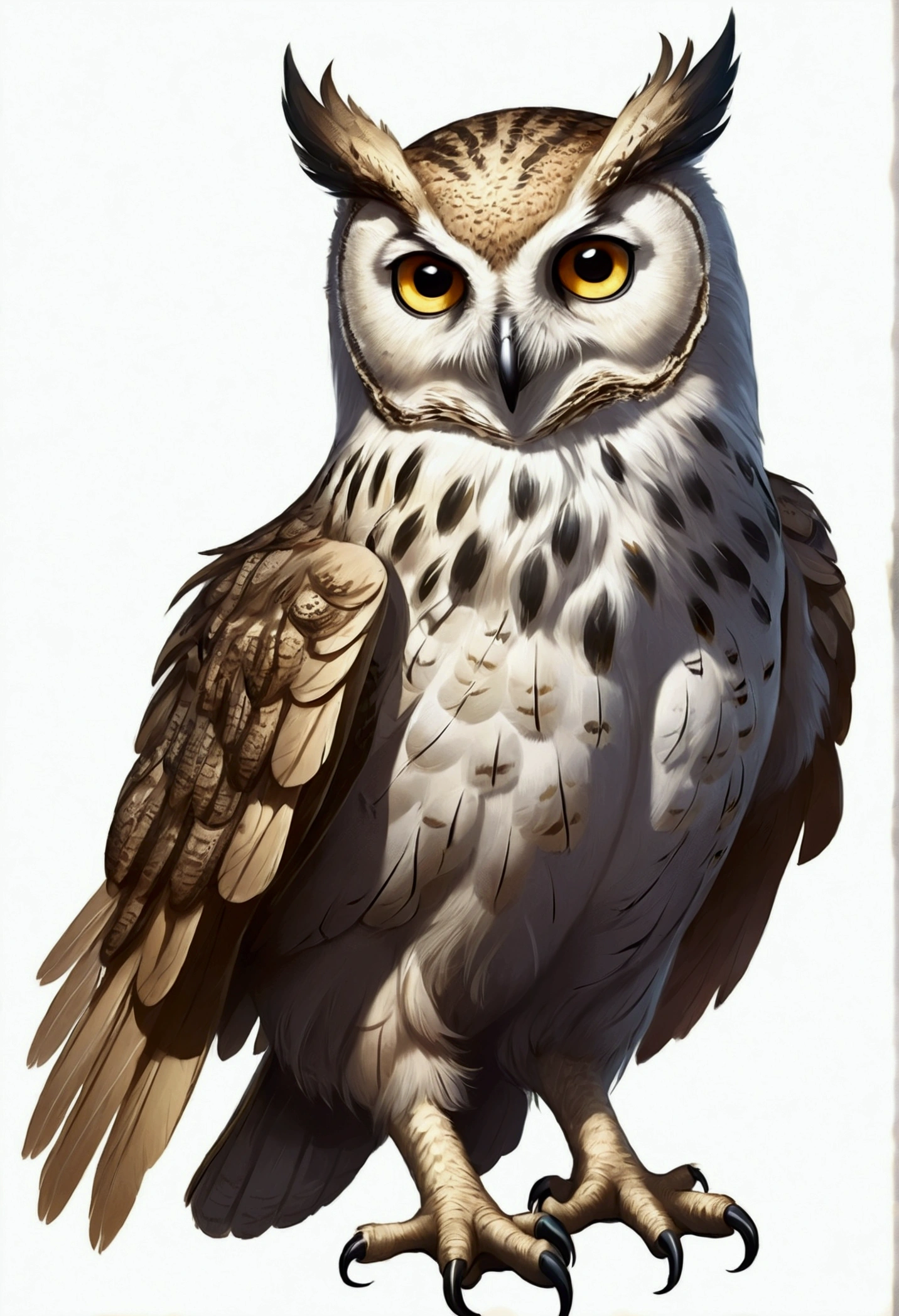 For DND RPG with owl wings and owl eyes、Create hybrid kids with owl characteristics and half a of an owl with wings。