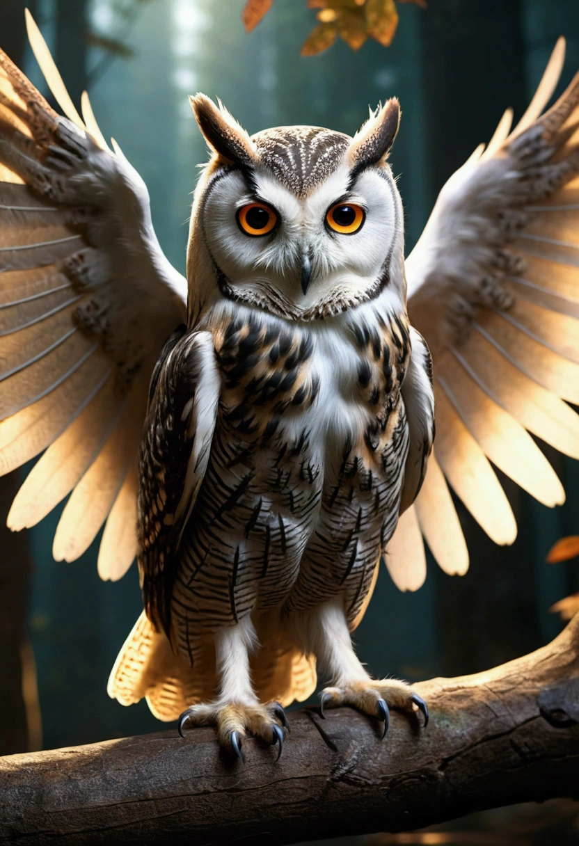 For DND RPG with owl wings and owl eyes、Create hybrid kids with owl characteristics and half a of an owl with wings。