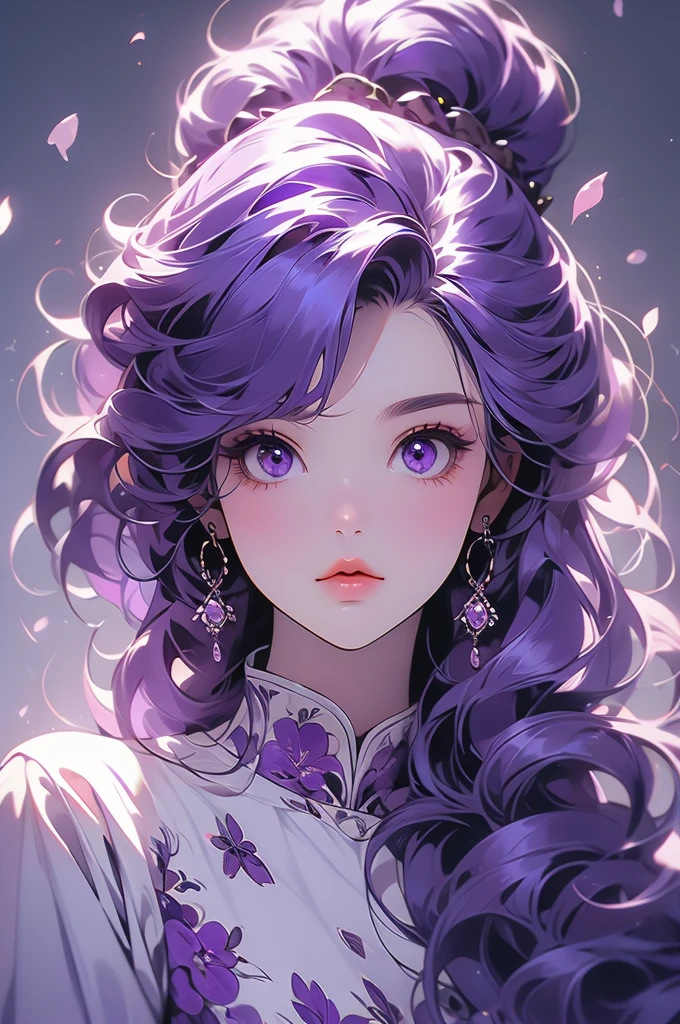 1girl, crazy imp, silly, purple hair