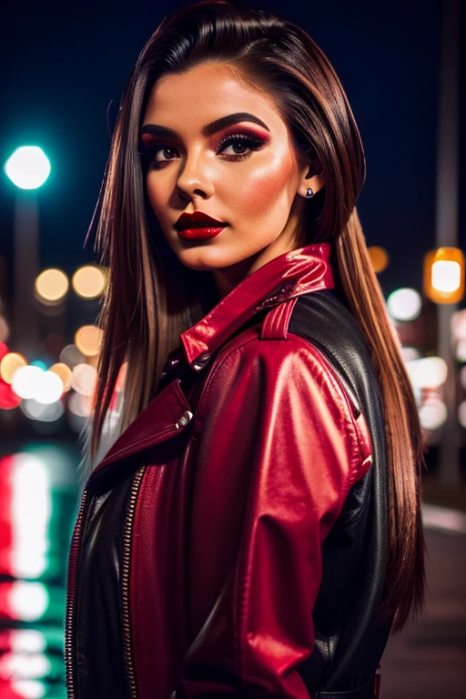 **urban look**:
- "resolution, realisitic, young woman, 19 years old, Bust Big, detailed face and body ,red lips, Vibrant, photorealisitic, hight contrast, Urban context, city lights, Street fashion, night time, fashionable outfit, stylish makeup and hair"