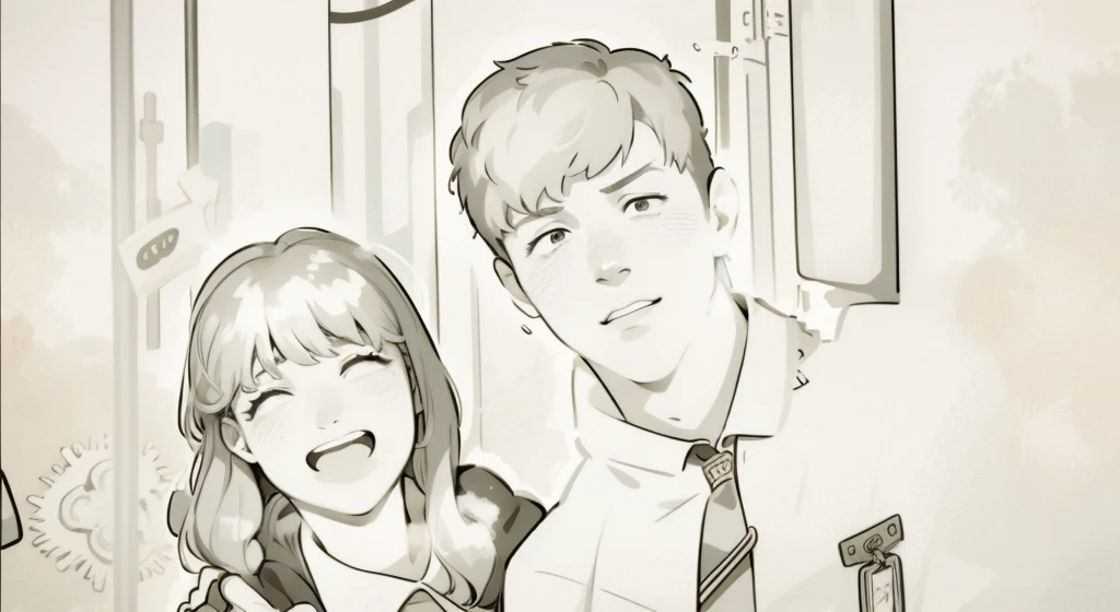 There is a young woman and a boy, they are .