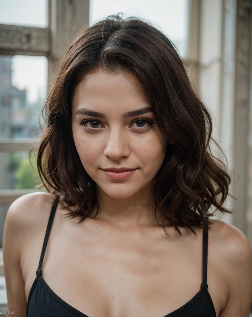 Cute, beautiful, sexy, latin girl, dark eyed brunette, 22 years old, long dark wavy hair
seductive look in eyes, girl wears bathing suit, castle ruins, full body shot, walking, sardonic smile,
innocent face, face-length 1.3 times the face-width, almond-shaped eyes, squared face-shape, high cheekbones, naturally wavy hair, light-green eyes, high-res, masterpiece, best quality, intricate details, very detailed, sharp focus, detailed skin, realistic skin texture, texture, detailed eyes, professional, 4k, charming smile, shot with Canon, depth of field, Kodak Vision color, perfectly fitting body, extremely detailed, photo_\( ultra\), photorealistic, realistic, post processing, maximum details, roughness, real life, ultrarealistic, photorealism, photography, 8k UHD, photography