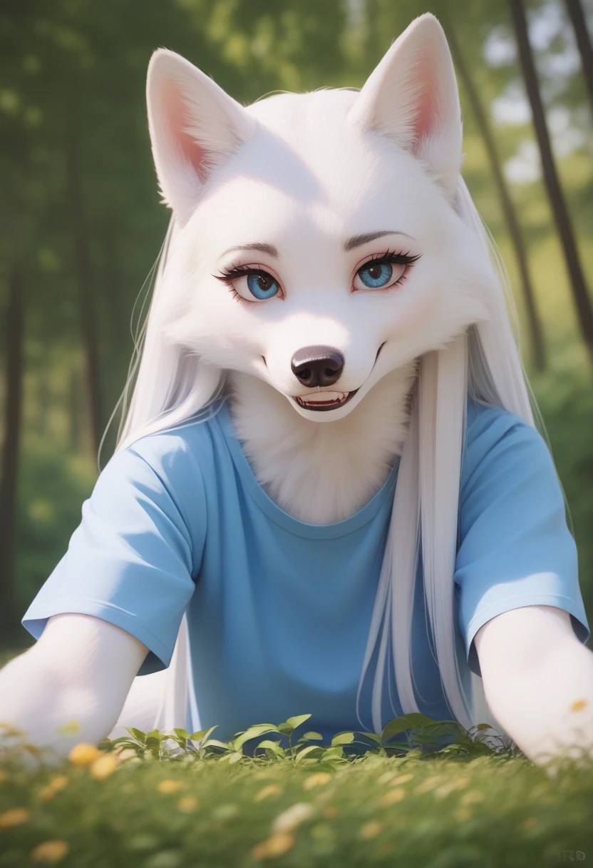 posing, female, 30 years, Cute, Eyeliner, long hair, Li p biting smile, blue shirt, eyes in the bedroom, antr o, wolf ears, (White fur:1.5), baggy shirt, wolf, forest background, 8 K, it&#39;s empty here, (Best quality, masterpiece), Blue eyes, fabulous, ultra clarity, 4K, excellent quality, high detail, close-вверх, bare che st,, cum on face, sex oral dick oral, The human peni s, Zoophilia, cute sucks dick, sucks gently, caresses with tongue, sperm dripping from mouth, balls dick, balls shaved, big dick, juicy dick, touches eggs with hands, plays with eggs, tits naked, nipples, blowjob s Dick, sex blowjobs Dick, sucks human dick, секс минет, берёт в рот, открыла рот, кончает в рот, сиськи, показывает голую грудь, обнаженная грудь