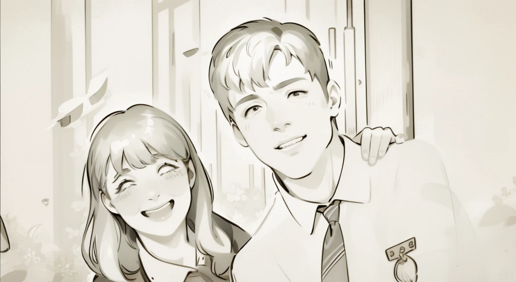 There is a man and a woman of 30 years old, they smile.