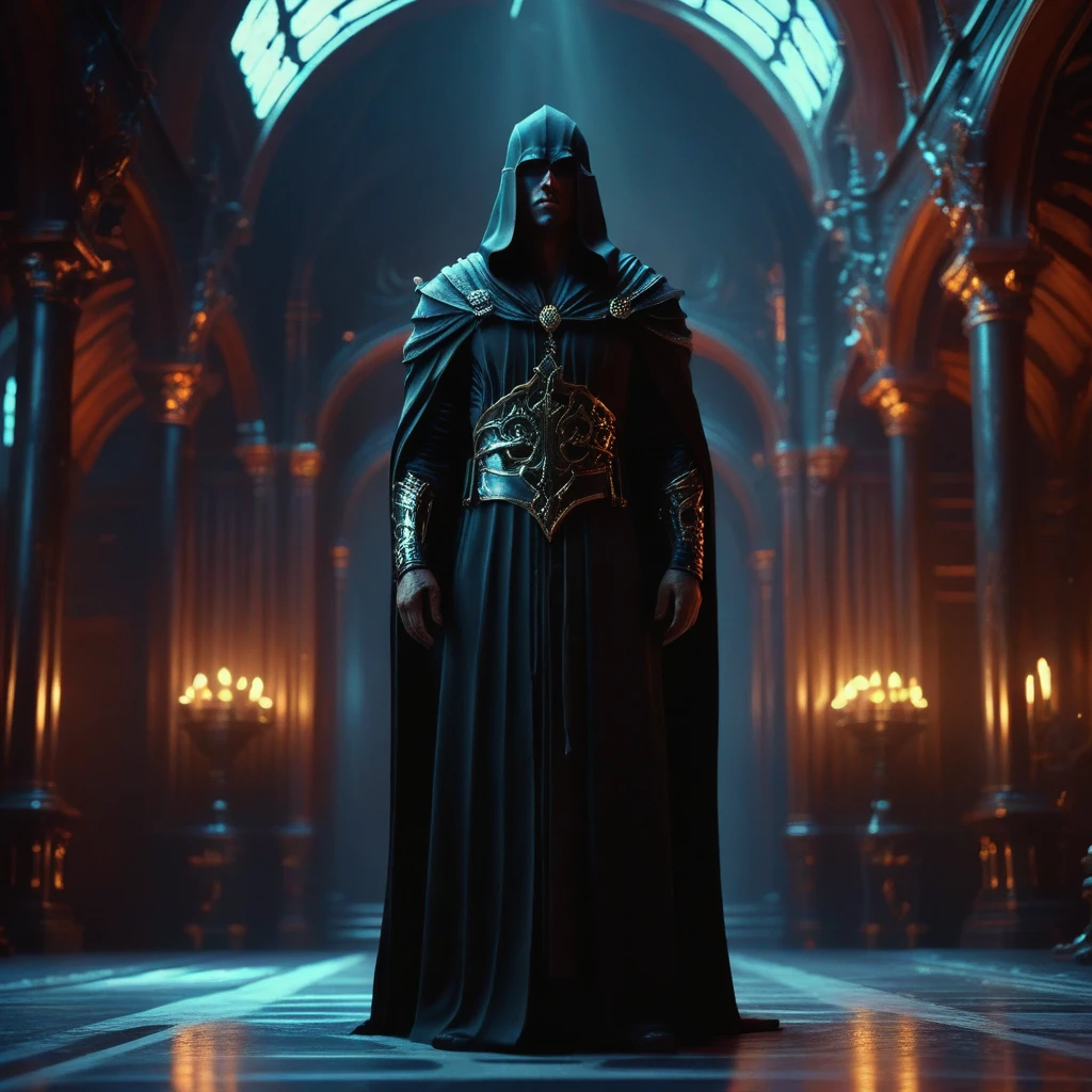 score_9, score_8_up, score_7_up, score_6_up, score_5_up, score_4_up, rating_safe, arafed image of a man in a black robe standing in a dark hall, fantasy style 8 k octane render, cinematic photograph concept art, andreas rocha style, by Mike Winkelmann, 8 k matte painting, 8k matte painting, epic cinematic matte painting, cinematic atmospheric photo, inspired by Mike Winkelmann, matte painting in fantasy style, amazing quality, masterpiece, best quality, hyper detailed, ultra detailed, UHD, perfect anatomy, portrait, dof, hyper-realism, majestic, 
