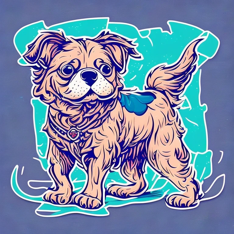cartoon dog with bow tie on a blue background, mascot illustration, detailed digital illustration, cute dog painting, colorful digital illustration, specific vector art, in digital illustration style, sticker illustration, anthropomorphic dog, detailed 2D illustration, cute detailed digital art, colorful illustration, spot illustration, cute detailed art, digitally colored