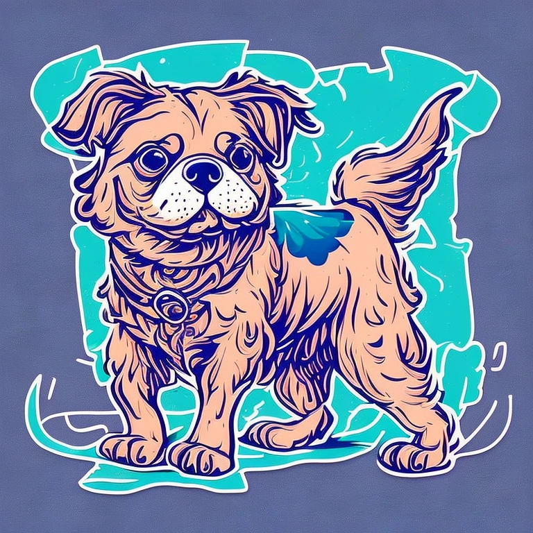 cartoon dog with bow tie on a blue background, mascot illustration, detailed digital illustration, cute dog painting, colorful digital illustration, specific vector art, in digital illustration style, sticker illustration, anthropomorphic dog, detailed 2D illustration, cute detailed digital art, colorful illustration, spot illustration, cute detailed art, digitally colored