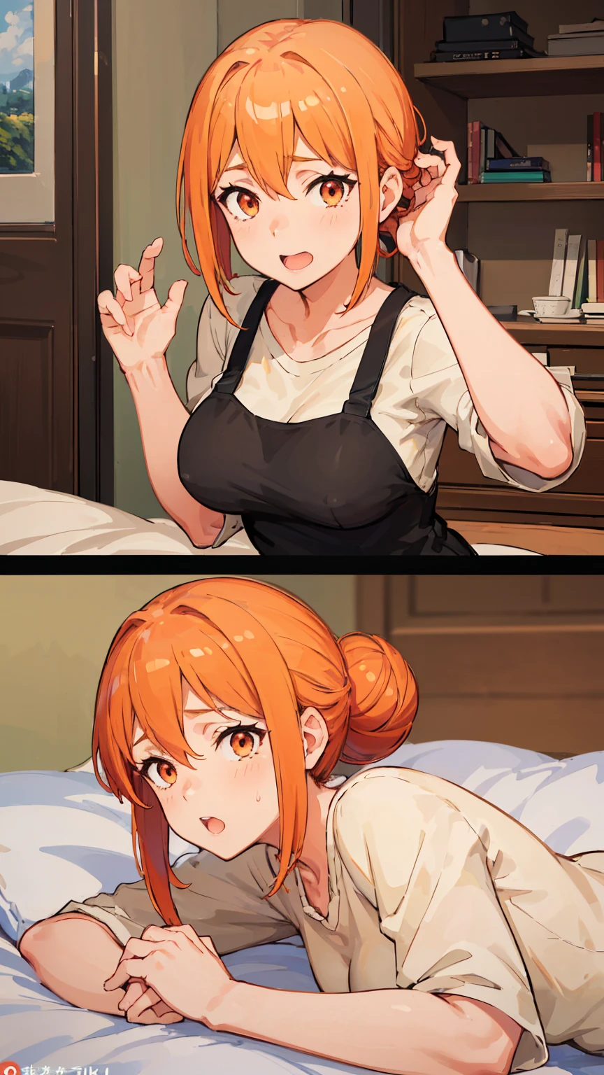 (Highest quality, 8k, masterpiece :1.3),Mrs. Yuigahama,ガハMom, As I expected, my youth romantic comedy is wrong。, One woman,Bun Hair,30 years old,Mom,Orange Hair,orgasm,Sexy pose,Voluptuous body,Perfect Anatomy