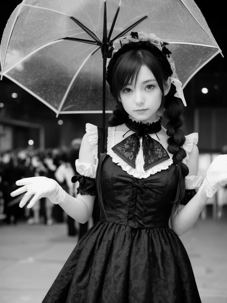 The characteristics of Gothic Lolita maids can be summarized as follows:。

1. **Fashion Style**:
    - **Black and white color palette**: 黒を基調に白いエプロンorレースをアクセントにしたコーディネートが一般的。
    - **Lace and ribbon**: ドレスにはたくさんのレースorリボンが使われ、Luxurious and detailed decoration。
    - **Panniers**: As the dress inflates、下にPanniersを着用することが多い。
    - **Headdress**: レースorリボンで飾られたHeaddressorカチューシャを着用する。

2. **Accessories and small items**:
    - **choker**: レースorリボンで作られたchokerを着用することが多い。
    - **Gloves**: レースorシルクの手袋を装着することがある。
    - **umbrella**: 装飾が施された日umbrellaを持つことが多い。

3. **メイクとHairstyle**:
    - **Heavy makeup**: 黒いアイラインorダークなリップカラーが特徴。
    - **Hairstyle**: カールしたロングヘアorツインテールが一般的で、Sometimes wigs are used。

4. **Theme and atmosphere**:
    - **Victorian**: The design was inspired by 19th century Victorian maid uniforms.。
    - **Gothic elements**: Dark and mysterious atmosphere。

5. **brand**:
    - Gothic Lolita maid fashion、for example「Baby, the Stars Shine Bright」or「Myself-Half」などのbrandで提供されている。

These factors combine to、A unique Gothic Lolita maid style is created.。