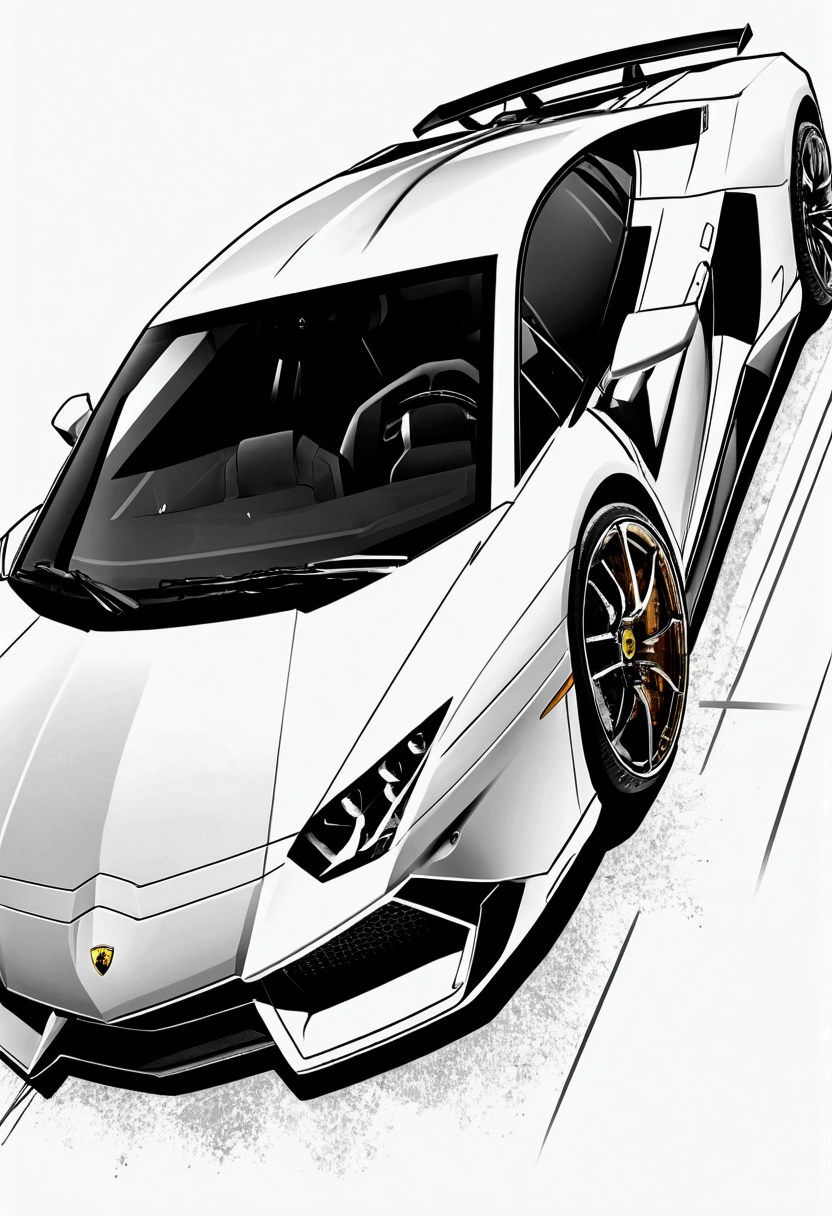 sports car painting, Automotive design art, lamborghini, Bold Lamborghini style, without shadow.,Vehicle illustration, Sport cars, 10,  beautiful line art,blotter,Unpainted,Artistic style with excellent detail, only lines., HD line art, high contrast illustrations, Sport cars, Sketch style, car design, HD Vector Art,  Sport cars,