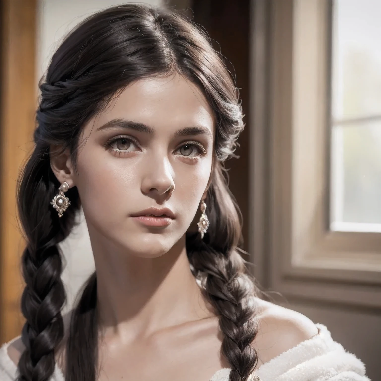 arafed photo of a woman with a braid in her hair, in her early 20s, maria fortuny, marianne collins, nadezhda tikhomirova, photo of young woman, leonora karrington, maria panfilova, anna kovalevskaya, anastasia ovchinnikova, lola dupre, e. h. beatrice blue