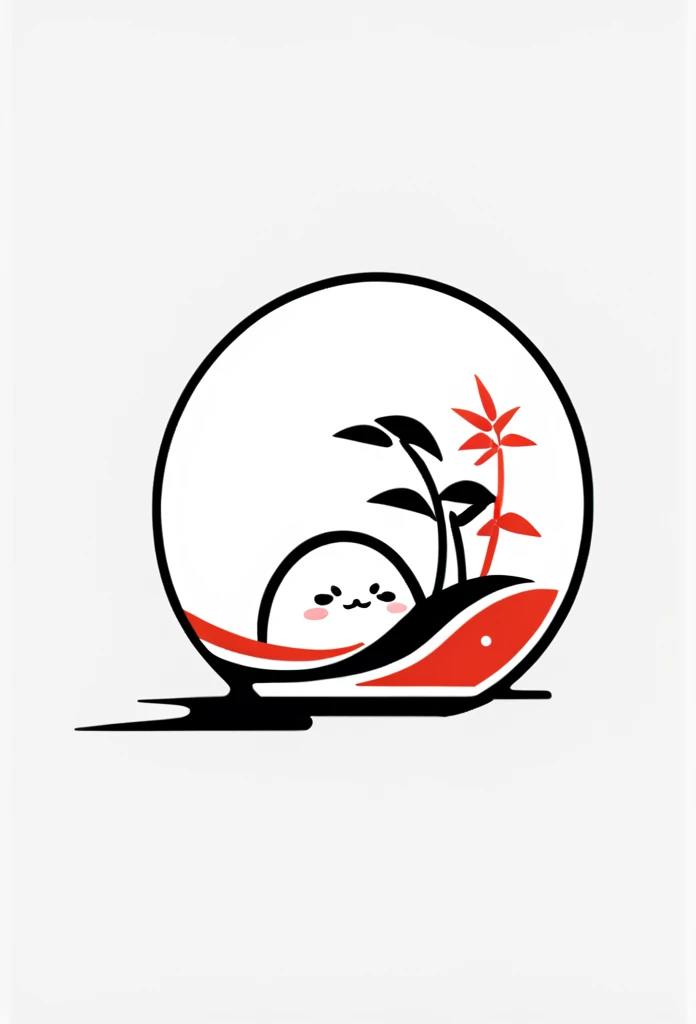 Stylish logo of a Japanese rice ball specialty store

 draw a rice ball on the logo so that anyone can see it as a rice ball

 Rice balls, Japanese bamboo bushes, bamboo leaves, etc. are drawn on the logo like beautiful roads

 Onigiri has a very warm design

 The colors are black and white

 Pretty cool
 Stylish design
 chic and modern design

 White background