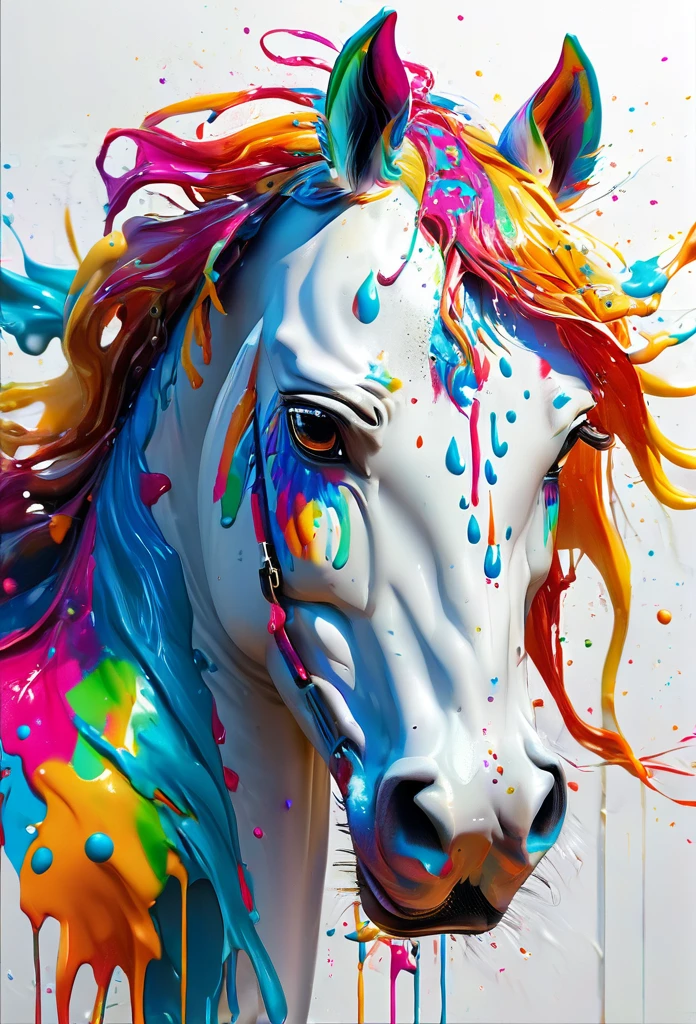 arte splash, a horse head, very detailed mane ((White background)), piercing eyes, Epic Instagram, art-station, splash style of colorful paint+, Contour, hyper-detailed intricately detailed, engine unreal, awesome, details Intricate, splashscreen, colors complementary, realistic concept art, 8K resolution, deviantart masterpiece, oil-painting, heavy brush strokes, paint drips, splash arts
