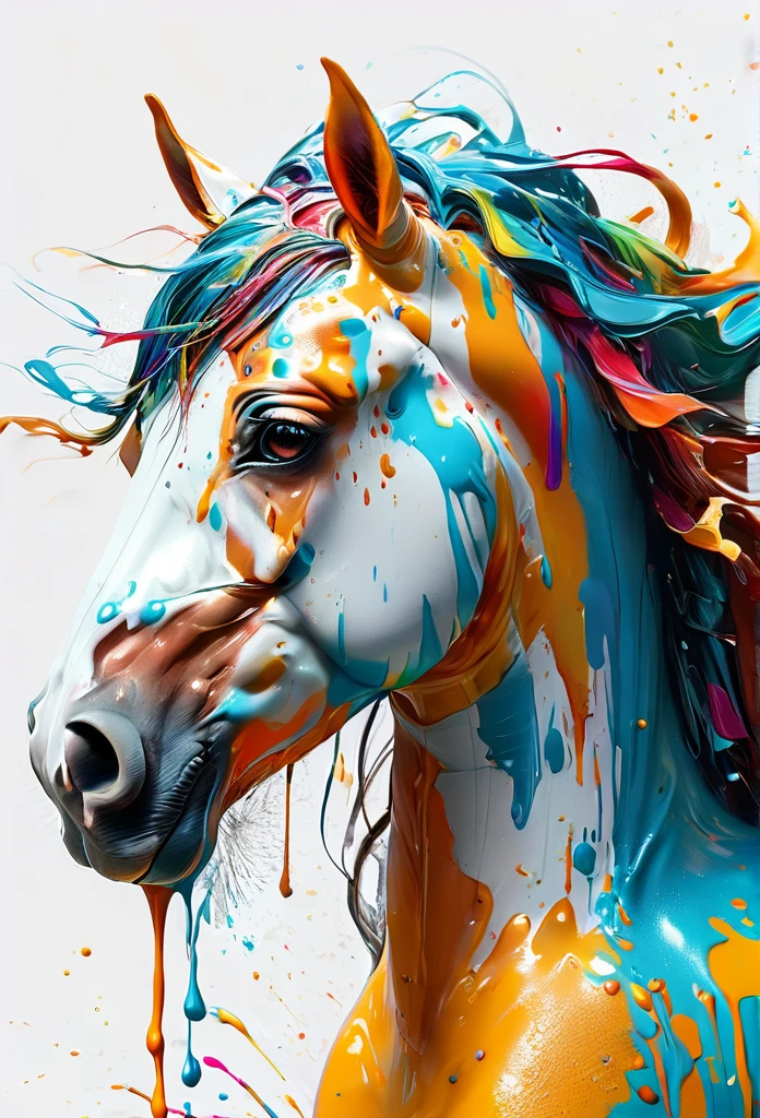 arte splash, a horse head, very detailed mane ((White background)), piercing eyes, Epic Instagram, art-station, splash style of colorful paint+, Contour, hyper-detailed intricately detailed, engine unreal, awesome, details Intricate, splashscreen, colors complementary, realistic concept art, 8K resolution, deviantart masterpiece, oil-painting, heavy brush strokes, paint drips, splash arts
