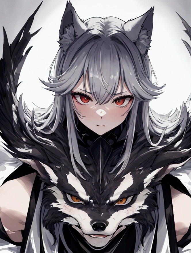 Highest quality, masterpiece, Ultra-high resolution, Beauty、Wolf Beastman、Face up on the ground、Being raped、Semen on clothes、A face of a man trying to hold back、Plains in the background