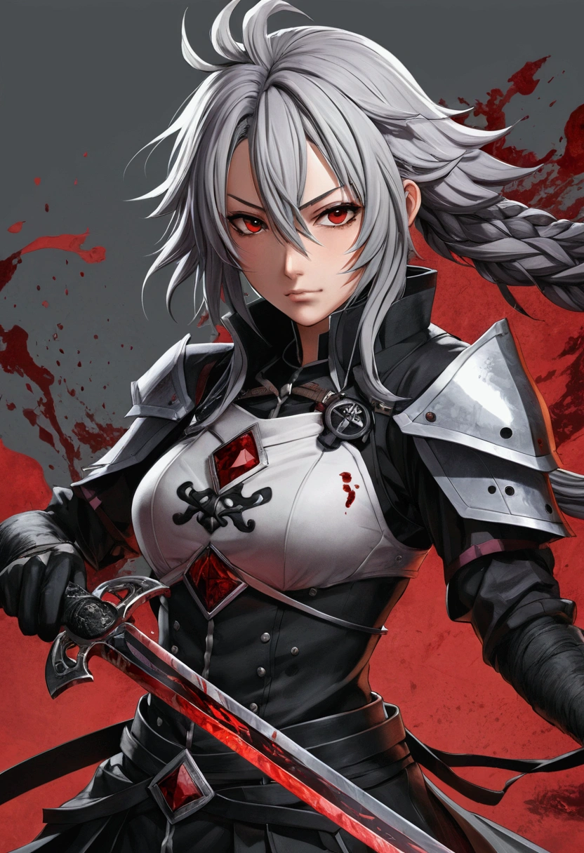 anime characters with swords and blood on a gray background, badass anime 8 k, from arknights, demon slayer artstyle, official fanart, official anime artwork, high detailed official artwork, best anime 4k konachan wallpaper, detailed fanart, by Yang J, anime fantasy illustration, detailed key anime art, zerochan art, anime illustration, very detailed, tidak cacat, sempurna, perfect details, red diamond background