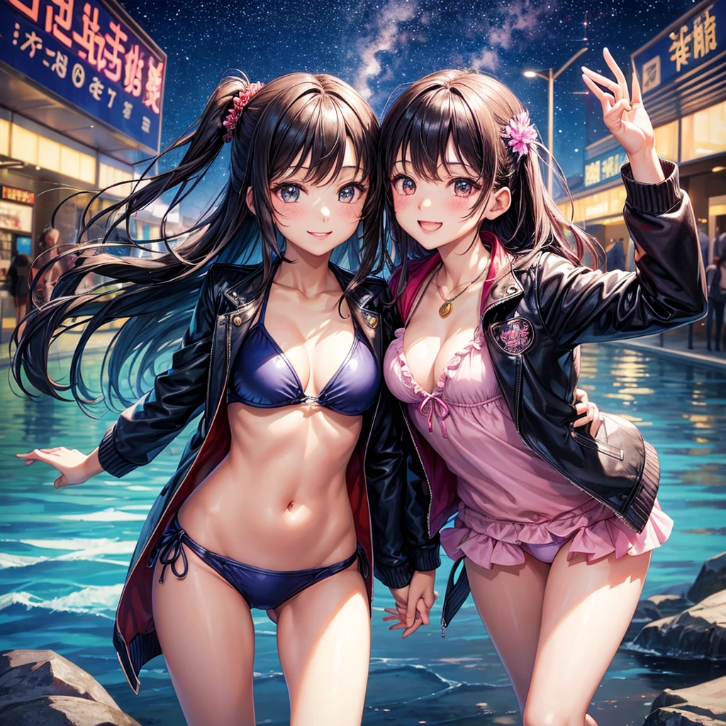 best quality，，smile，blazer，swimsuit，nepal，High-dimensional beautiful girl，leather jacket，Multidimensional beautiful girl，複数人のgirlが描かれている，They are hugging each other，Colorful，Different world，girlの集団，JK，Swimwear，bikini，girl，Sexy and cute，New generation，Evolution of fashion，middle School girlultiple girls are depicted,harem，idol group，starry sky background，photo shoot，long hair，wearing a cardigan，beautiful girlの国，girl&#39;s paradise，highest quality，big breasts，leather jacket，happy girl,horny girl，Blue eyes，Beautiful Perfect Face，perfection，standing position，She has her bangs down，fur jacket,Beautiful eyes，smooth hair，perfect eyes，beautiful girl，Angel Girl，multicolored hair colors，naughty girl，beautiful，High-dimensional beautiful girl，Multidimensional beautiful girl，gathering，Group、，