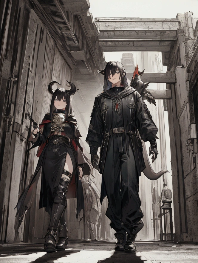 Highest quality, masterpiece, Ultra-high resolution, female、Grown-up、cool、Beastman、Walking along the highway、Actually kind、Black Mage Outfit