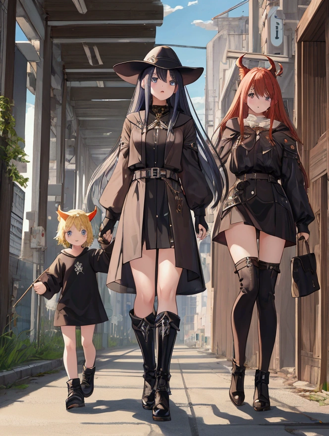 Highest quality, masterpiece, Ultra-high resolution, female、Grown-up、cool、Beastman、Walking along the highway、Actually kind、Black Mage Outfit
